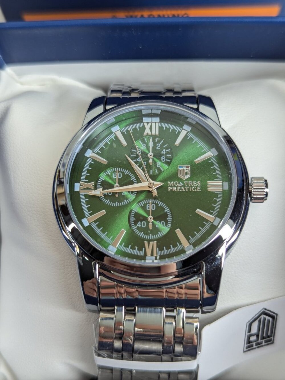 Montres Prestige Green Dial Stainless Steel Watch